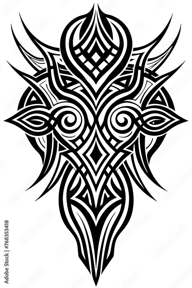 Fototapeta premium Minimalist tribal vector. Black and white color.