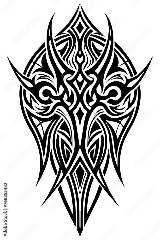 Obraz premium Minimalist tribal vector. Black and white color.