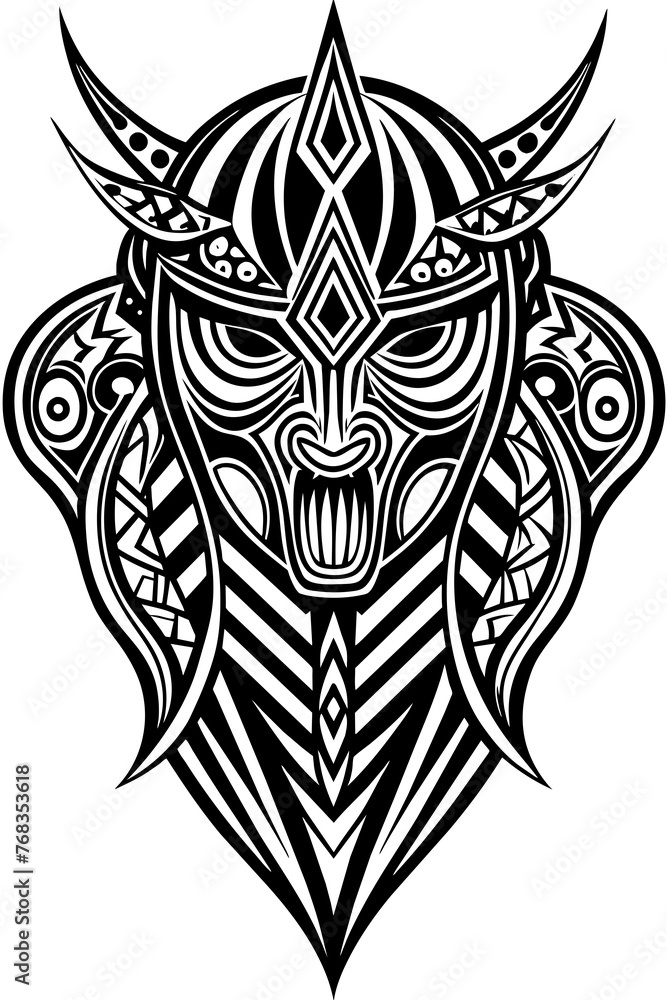 Fototapeta premium Minimalist tribal vector. Black and white color.
