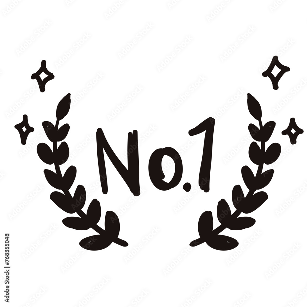Obraz premium No.1 ランキングアイコンの月桂樹フレーム 黒
