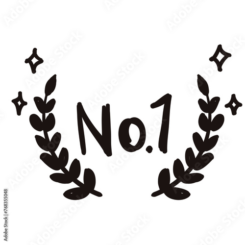 No.1 ランキングアイコンの月桂樹フレーム　黒