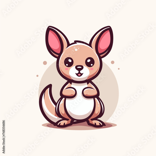 Kangaroo Mascot Logo Illustration Chibi is awesome logo, mascot or illustration for your product, company or bussiness photo