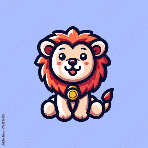 Lion Mascot Logo Illustration Chibi is awesome logo, mascot or illustration for your product, company or bussiness photo