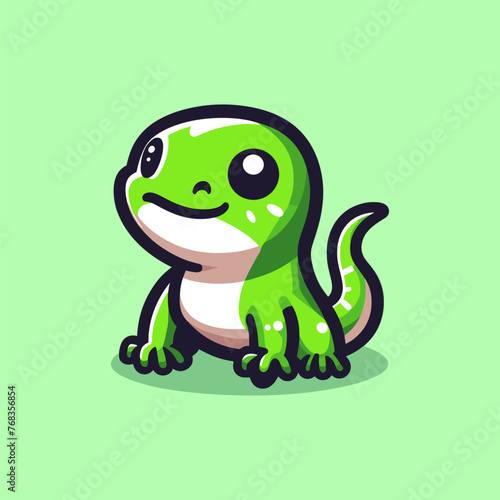 Monitor Lizard Mascot Logo Illustration Chibi is awesome logo, mascot or illustration for your product, company or bussiness photo