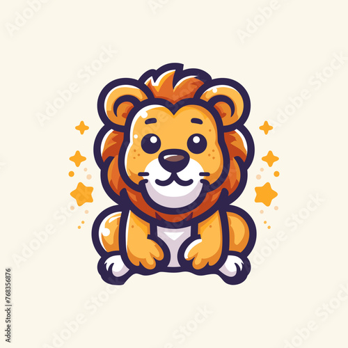 Lion Mascot Logo Illustration Chibi is awesome logo, mascot or illustration for your product, company or bussiness photo