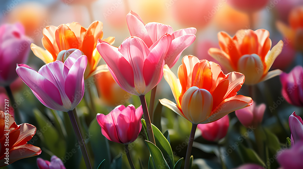 Tulips with copy space, spring flowers