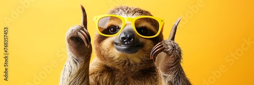 A sloth wearing sunglasses and thumbs up photo