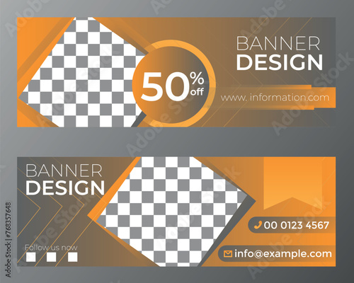 orange and gray banner set, orange minimalist banner templates