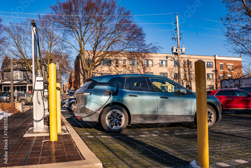 Photography green economy:  electric station wagon / light suv electric vehicle connected  t