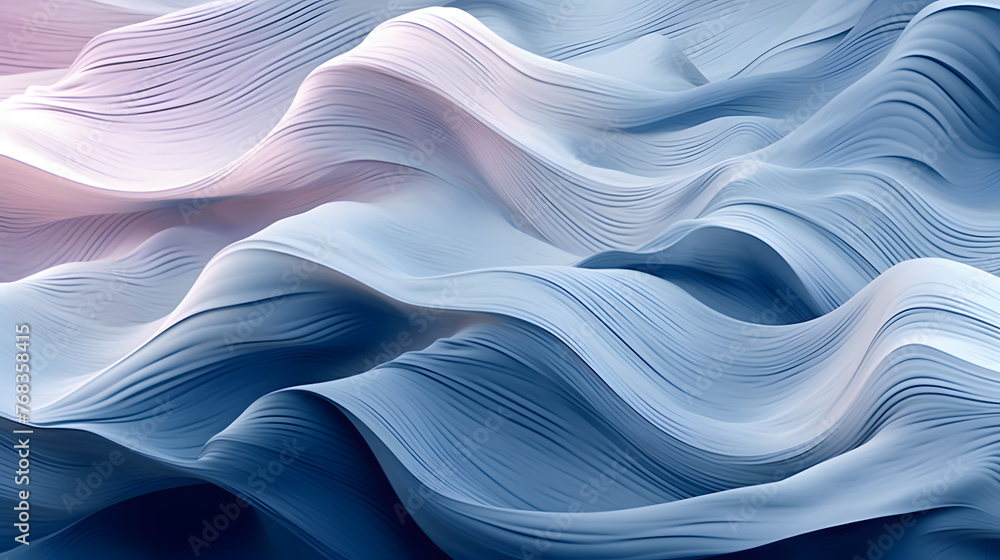 Digital blue white gradient layered wave abstract graphic poster web page PPT background with generative