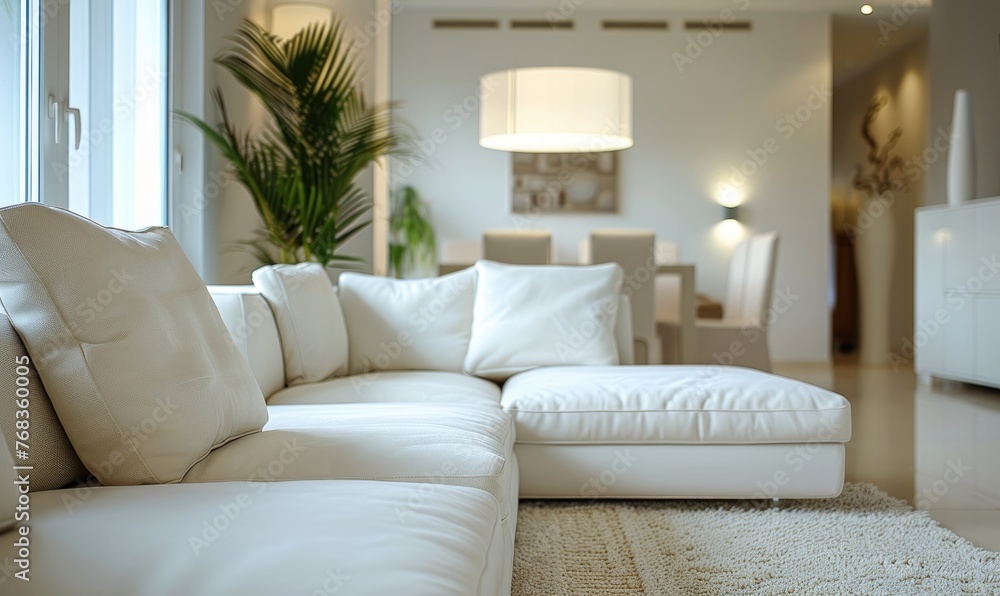 Fototapeta premium Modern living room clean interior design with modern couch