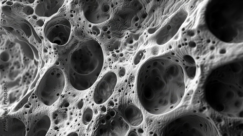 Intricate Electron Microscopy Texture of Bread - Microphotography Reveals Captivating Abstract Patterns and Cellular Structures
