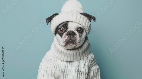 Blank mockup of a trendy and fashionable pet sweater with a cozy and warm knit fabric.
