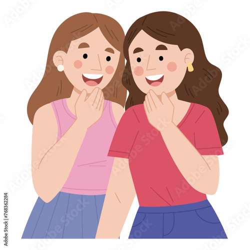 Vector illustration of woman whispering gossip