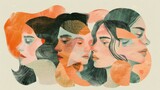 Abstract Female Faces Illustration