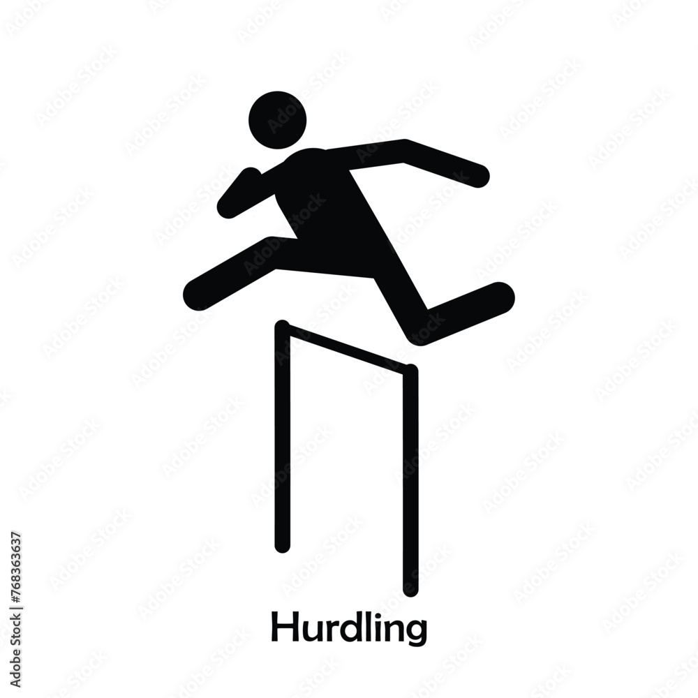 Hurdling flat black icon vector isolated on white background. Olympic Sports. Hurdling flat black icon vector isolated on white background. Olympic Sports.