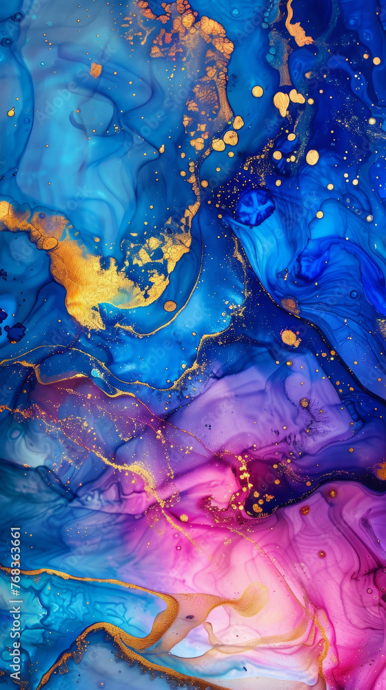 Flowing alcohol ink wallpaper with kintsugi style gold accents Flowing alcohol ink wallpaper with kintsugi style gold accents