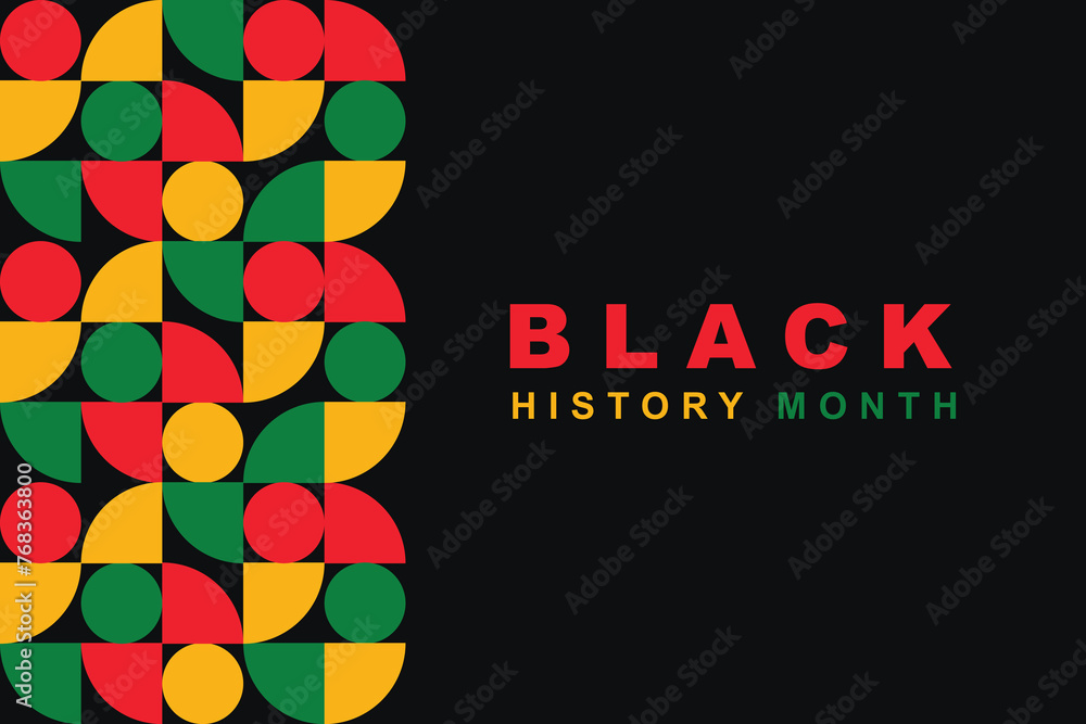 Black History Month banner with geometric african style pattern ...