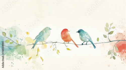 For a dear friend this thoughtful card design features a handwritten quote and a watercolor illustration of birds on a branch with the message Friends are like birds always photo