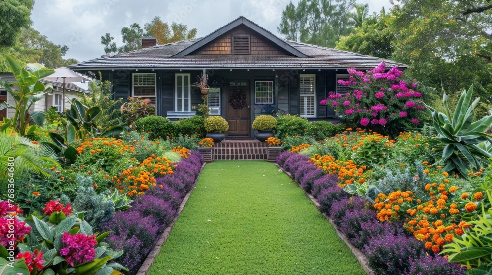 Blooming Beauty: A Stunning Home Garden in Full Bloom