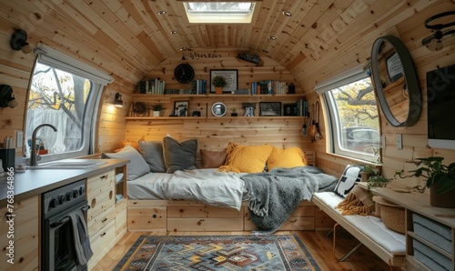A camper home design with b...