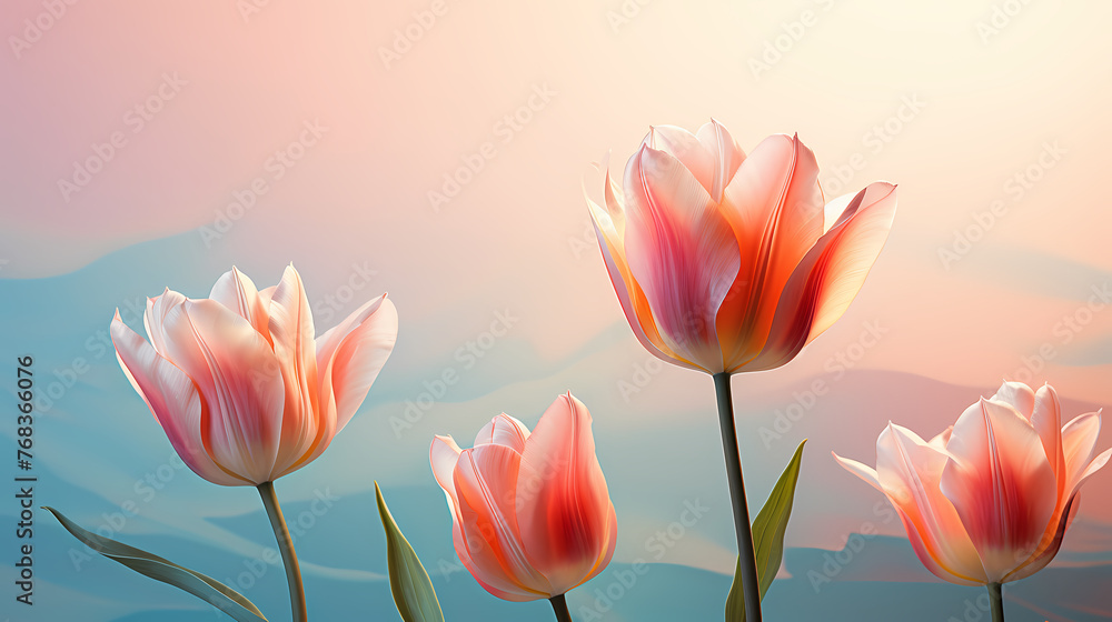 Fototapeta premium Tulip flowers in pastel colors
