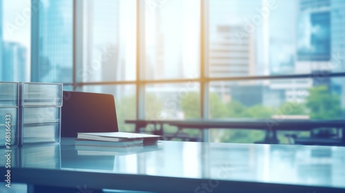 Wallpaper Mural Blurred background of a light modern office, business style extra wide backdrop Torontodigital.ca