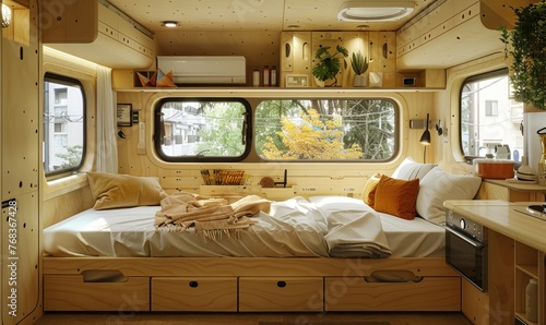 A camper home design with b...