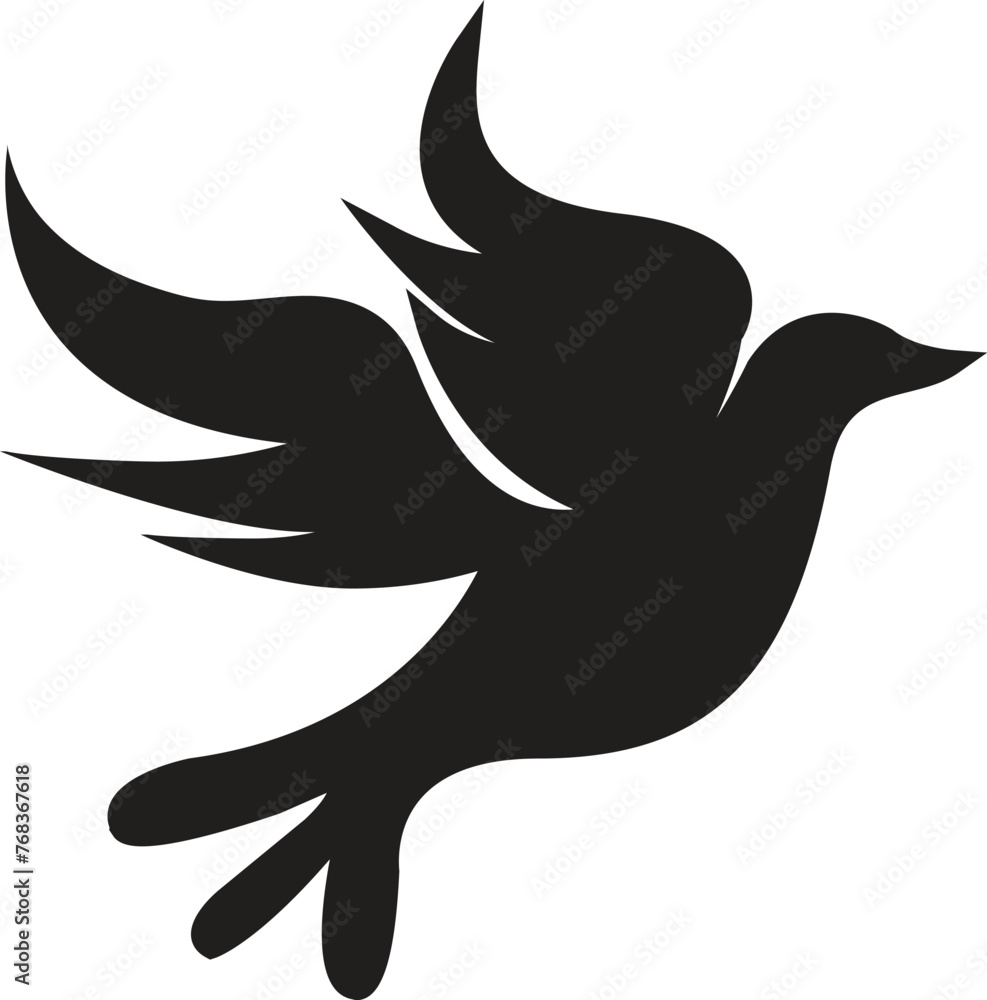 Obraz premium Dove Icon on Black and White Vector Backgrounds