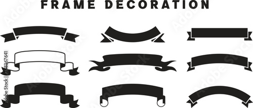 Set of black Ribbons, Banners, badges, Labels - Design Elements on White background