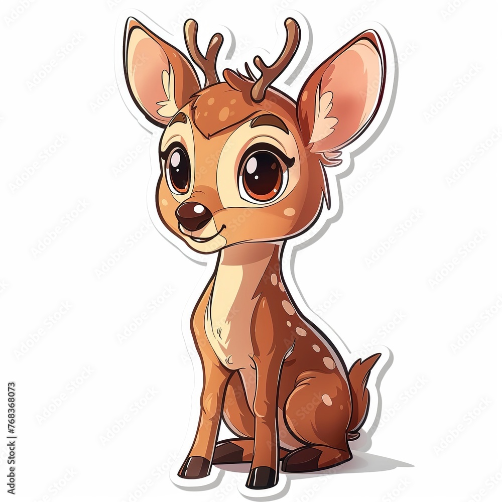Adorable cute deer sticker in cartoon vector style illustration Adorable cute deer sticker in cartoon vector style illustration