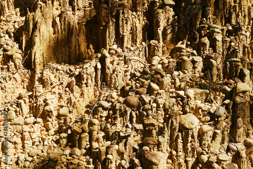 Texture and background of the surface sandstone mountain that has been eroded by nature.