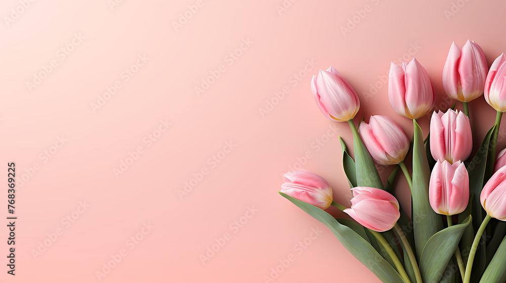 Tulips with copy space, spring flowers Tulips with copy space, spring flowers