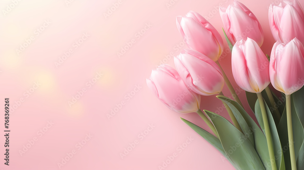Fototapeta premium Tulips with copy space, spring flowers