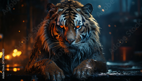 Tiger wallpaper image background created with a generative ai technology