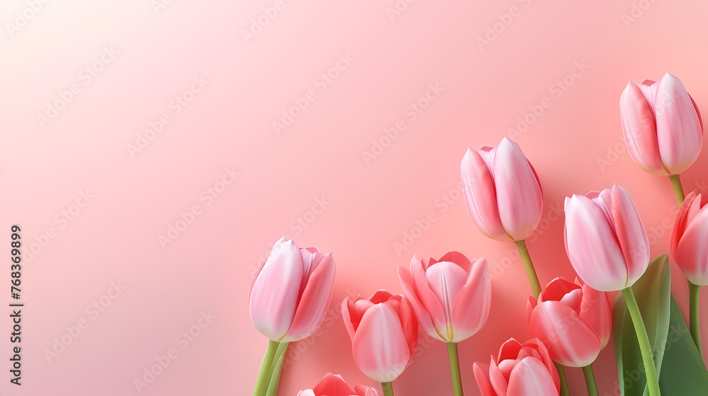 Naklejka premium Tulips with copy space, spring flowers