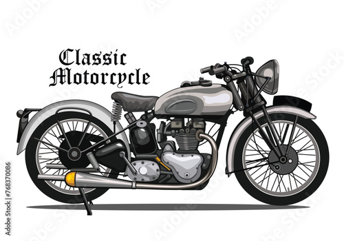 Classic motorcycle vector with isolated om white background.