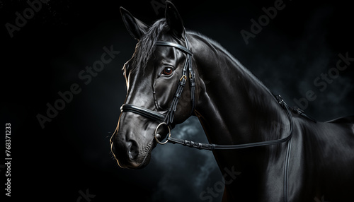 beautiful horse isolated in dark background image created with a genrative ai technology  © jim