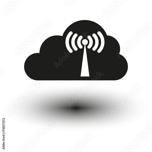 Cloud emits signal. Simple icon. Modern web. Vector illustration. EPS 10.