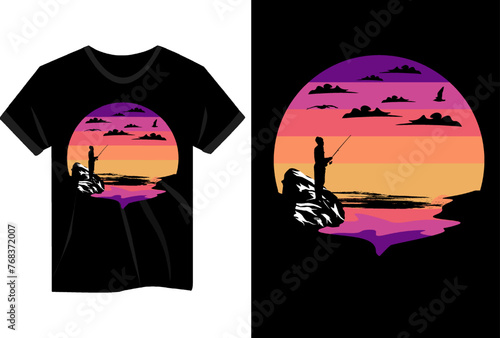 Fishing on the Shore T Shirt Design