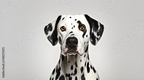 Captivating Portrait of a Dalmatian Sitting on a Green Lawn - Perfect Representation of the Breed © Isabelle