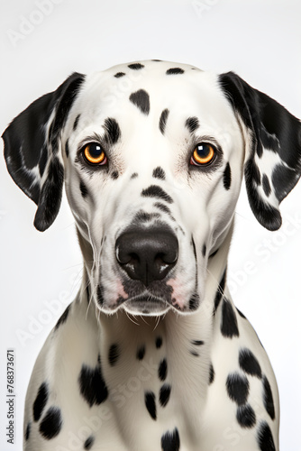 Captivating Portrait of a Dalmatian Sitting on a Green Lawn - Perfect Representation of the Breed