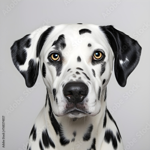 Captivating Portrait of a Dalmatian Sitting on a Green Lawn - Perfect Representation of the Breed © Isabelle