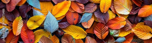 Scattered autumn leaves, macro shot, crisp detail , no dust