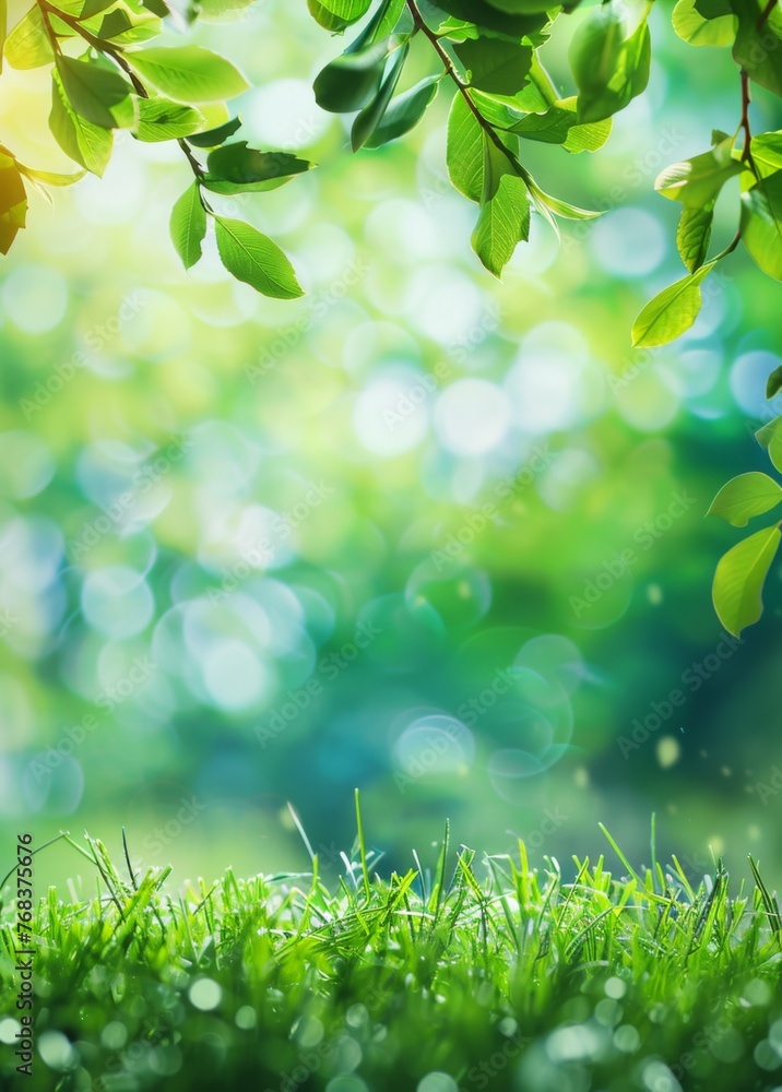 Spring background with green leaves and grass, nature concept Spring background with green leaves and grass, nature concept