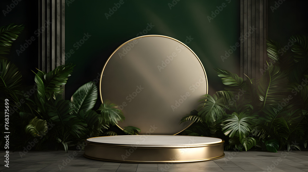 dark green gold tone e-commerce product display 3D stage horizontal version web page background dark green gold tone e-commerce product display 3D stage horizontal version web page background
