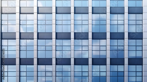Geometric Glass Facade of a Modern Corporate Office Building in an Urban City Skyline