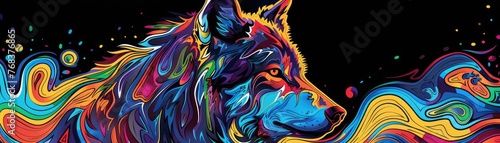 A swirling psychedelic pattern forming the silhouette of a wolf