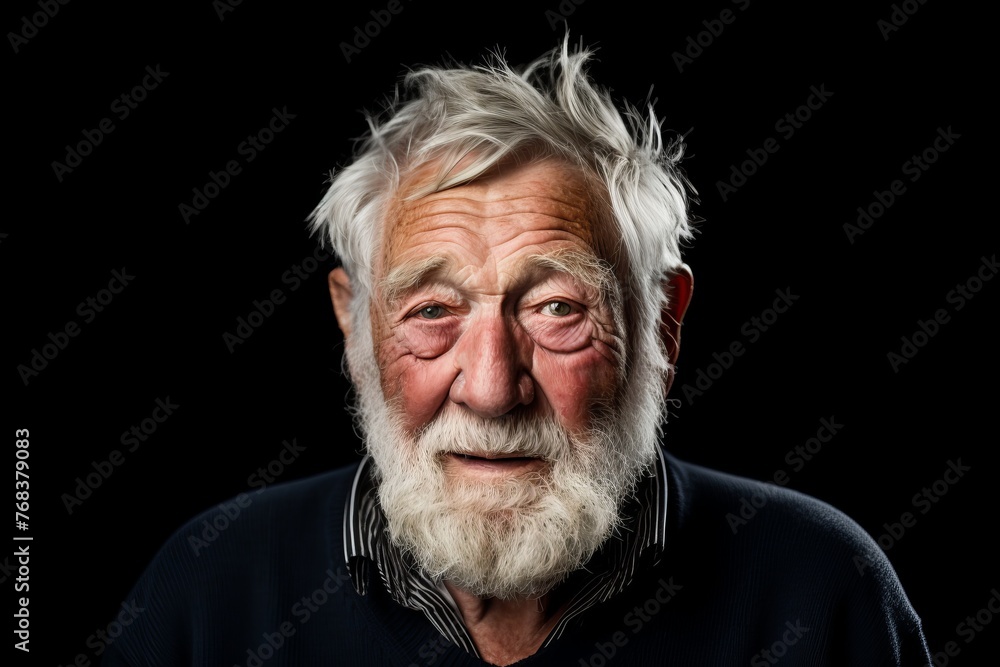 Portrait of an old man with white beard on black background. Portrait of an old man with white beard on black background.
