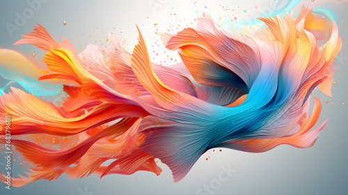 Digital technology gradient fishtail wave abstract graphic poster web page PPT background with generative